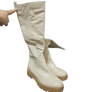 Women's Cream Combat Boots
